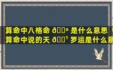 算命中八格命 🌺 是什么意思「算命中说的天 🌹 罗运是什么意思」